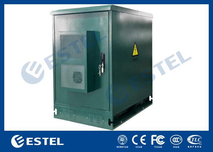 19' র্যাক আউটডোর টেলিকম ক্যাবিনেট সবুজ রঙ 500W এয়ার কন্ডিশনার এবং ফ্যান সহ